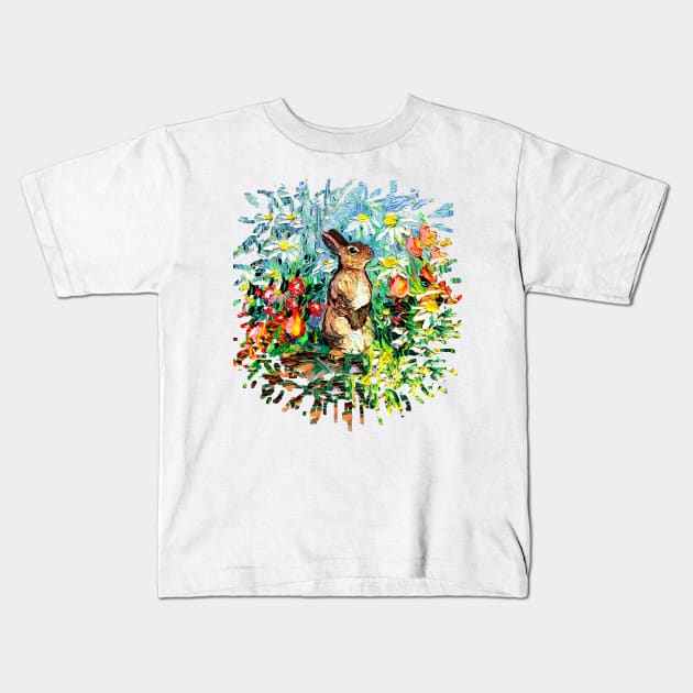 Cottontail (splash version) Kids T-Shirt by sagittariusgallery